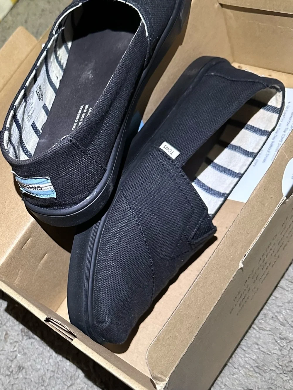 Toms Black Canvas Slip-On Shoes